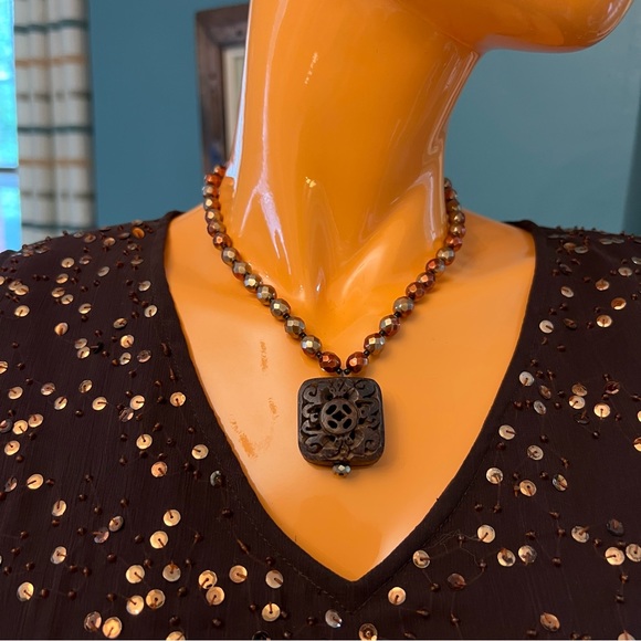 ANTHRO / DAVID AUBREY Set Statement Chunky Choker Charm Necklace and Earrings